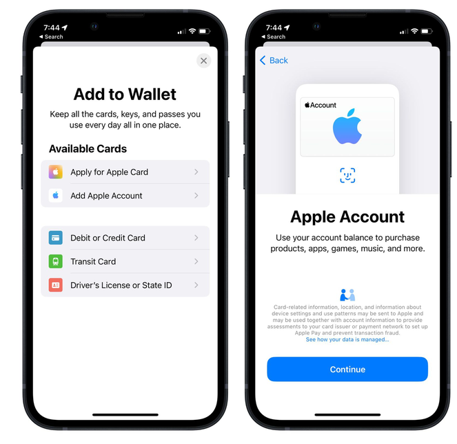 永济苹果手机维修分享iOS 15.5钱包App如何添加 Apple 账户 