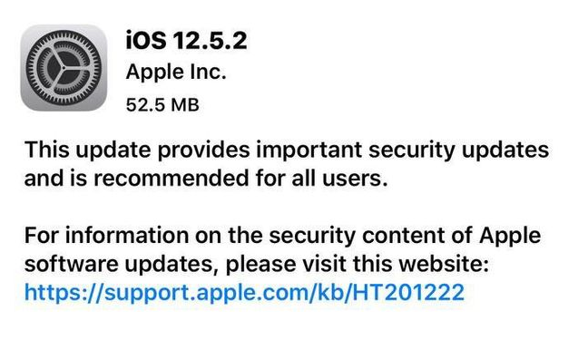 永济苹果手机维修分享iOS12.5.2发布，建议所有老苹果用户安装 